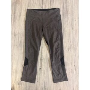 Lululemon Heathered Gray Mesh Panel Crop Leggings with Pockets